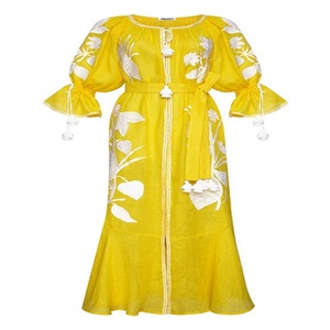 Blouses ukrainiennes à la mode brodée pour femmes robe haute couture à col ras du cou brodée - Product Image 1