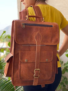 Main Réel De Chèvre En Cuir 11*15 Pouces Vintage Sac À Dos Sac À Dos - Product Image 2