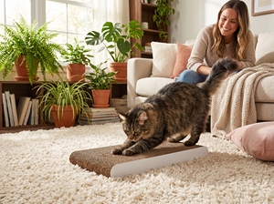 Grand grattoir pour chat en carton plat double face avec herbe à chat - Product Image 4