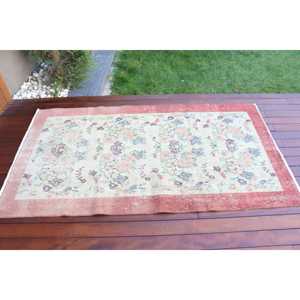 3.5x6.3 ft Turkish Vintage Rug, Accent Rug, <b>Red</b> <b>Wool</b> Rug - Product Image 3
