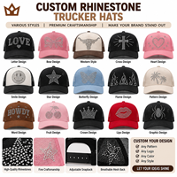 Casquette Trucker Personnalisée 5 Panneaux avec Strass, Logo Bling, Dos en Maille, Snapback, Style Y2K Vintage, Casquette de Baseball, Vente en Gros, OEM, ODM, Marque Privée