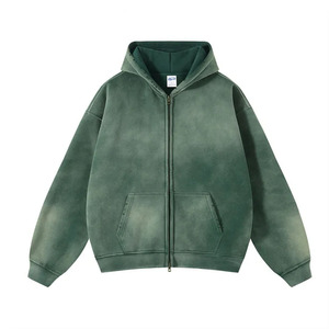 Veste de travail en coton mélangé lourd délavé sur mesure avec sweat à capuche doublé vintage pour travailleur disponible au prix d'usine - Product Image 1