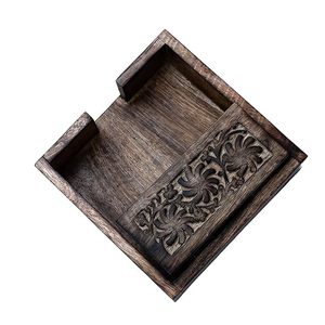 Boîte à mouchoirs en bois de manguier naturel avec finition lisse Porte-mouchoirs en bois décoratif fait à la main avec poignée en laiton à bas prix - Product Image 5