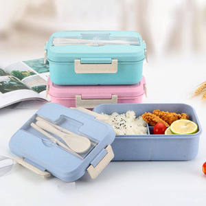 Hộp cơm trưa nhựa 3 ngăn, không chứa BPA, thân thiện với môi trường, an toàn cho trẻ em đi học, có thể dùng lò vi sóng và kèm nắp bảo quản - Product Image 2