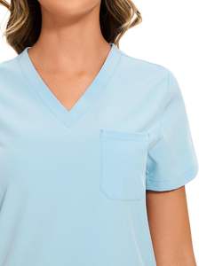 Conjuntos de uniformes de enfermera de Venta caliente de alta calidad, cuello alto, manga corta con colores personalizados y logotipos 2 piezas Unisex - Product Image 4