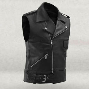 Chaleco de Cuero Genuino para Hombre, Diseño Personalizado OEM 2026, Transpirable, Ligero, Sin Mangas, Buena Calidad - Product Image 2