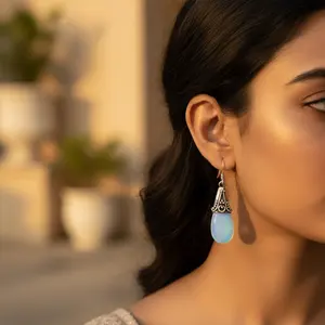 Pendientes de Plata 925 con Calcedonia en Forma de Gota para Mujer, Joyería de Moda, Idea de Regalo - Product Image 3