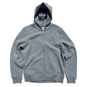 Sudaderas con cremallera completa Fabricante Diseño personalizado Heavyweight Fleece Full Face Hombres Sudaderas con cremallera Lavado ácido Sudaderas con capucha cómodas - Product Image 4