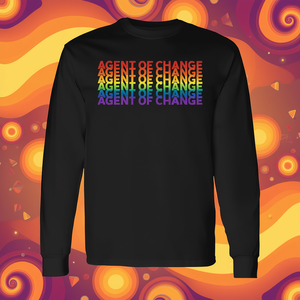 T-shirt a maniche lunghe Agent Of Change in stile retrò anni '70, taglia unisex per adulti - Product Image 3