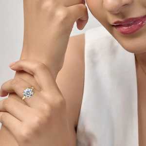 Bague de fiançailles faite à la main en or 10 carats 1.00 ct, diamant cultivé en laboratoire, solitaire, bague de fiançailles pour femme - Product Image 2