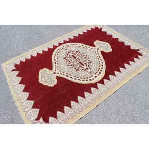 Tapis turc vintage 4,6x6,4 pieds, tapis en laine rouge - Product Image 1