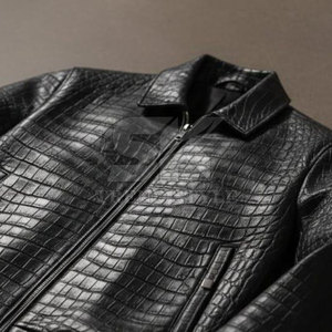 Veste en cuir de crocodile élégante pour homme, design moderne ajusté, décontractée pour tous les jours, veste en cuir gaufré de crocodile pour homme - Product Image 6