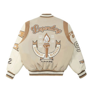 Diseño de logotipo personalizado Chaqueta universitaria totalmente bordada para hombre Chaquetas universitarias de béisbol cálidas de invierno holgadas para hombre - Product Image 6