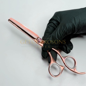 Professional Rose Gold Coated Stainless Steel Thinning <b>Scissors</b> Ceramic Handle Right-Handed Custom Logo for Beauty Salon Barber - Product Image 1