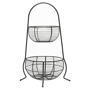 Support de panier en fil métallique enduit de poudre noire à 2 niveaux approuvé par Smeta pour la cuisine à domicile - Product Image 2