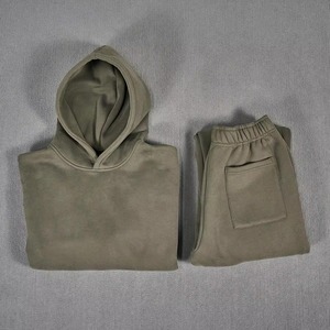 Ensemble survêtement et sweat à capuche avec logo personnalisé imprimé bouffant personnalisé de haute qualité 2025 surdimensionné coton tissu unisexe sweat à capuche pantalon survêtements - Product Image 4