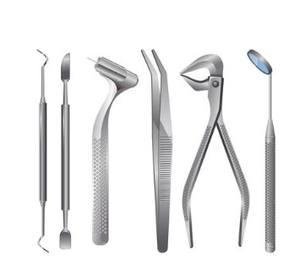 Herramientas de dentista manuales realistas, conjunto de ilustración vectorial libre, equipos de limpieza y llenado sanitario de dientes - Product Image 2