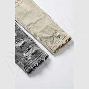 Jeans en denim vintage pour homme de haute qualité, personnalisés, lavés à la pierre, droits, déchirés, effet usé, couleur personnalisée - Product Image 6