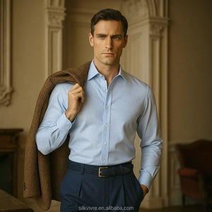 Premium Seiden-Baumwoll-Mischung, Weiches Atmungsaktives Hemd, Silkvivre Herren Business Casual Produkt - Product Image 2