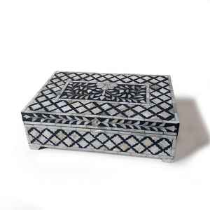 Artisan Handmade <b>Mother</b> of Pearl Inlay Jewelry Box with Bone Inlay Luxury Storage for Rings Bracelets Necklaces Special Gifts - Product Image 3