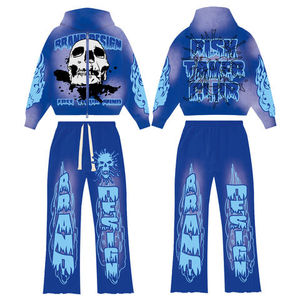 Pantalon large épais avec poches latérales Streetwear 300gsm Baggy Fleece 100% Coton Respirant Ensemble de survêtement de luxe personnalisé - Product Image 4