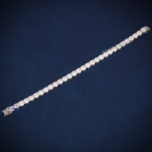 Iced Out Round Cut Moissanite Diamond 6.5 MM Tennis <b>Bracelet</b> 925 <b>Sterling</b> <b>Silver</b> Stylish and Elegant For Him Her Hip Hop Jewelry - Product Image 3