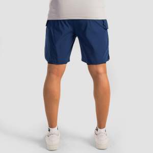 Pantalones Cortos Deportivos Aero Bermuda Azules Talla XS XXS Cómodos 100% Poliéster Algodón Cierre con Cremallera y Cordón con Logotipo Destacado - Product Image 3