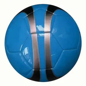 Bleu argent rayure taille 5 ballon de football Durable en cuir PU thermocollé léger entraînement pour enfants adultes intérieur/extérieur - Product Image 1