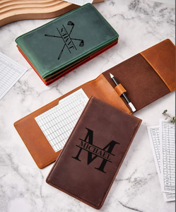 Porte-cartes de score de golf en cuir véritable de haute qualité personnalisé, imperméable, style anglais, léger, unisexe, couverture de livre de yardage ouverte - Product Image 2