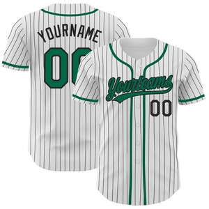 Direct Engro Sportswear Industry Maillot de baseball authentique à fines rayures blanc noir vert Kelly Design grande taille - Product Image 1