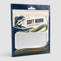 Sacs d'emballage personnalisés en plastique souple pour leurres de pêche (hameçons, vers, appâts) avec fenêtre transparente, fermeture éclair refermable et trou Euro