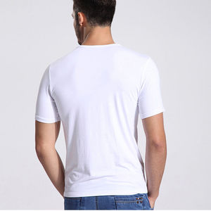 Wholesale Mens <b>V</b> <b>Neck</b> <b>T</b> <b>Shirts</b> 100% Cotton Eco-Friendly Breathable <b>White</b> Blank Slim Fit Plain Tee Custom Logo Printing Soft - Product Image 4