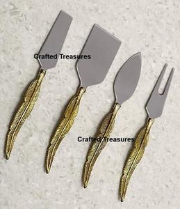 Best Wedding Dinner Spreaders Set Attractive Leaf Design Brass Handle Portugal Cutlery Stainless Steel Blade <b>Knives</b> Metal for - Product Image 6