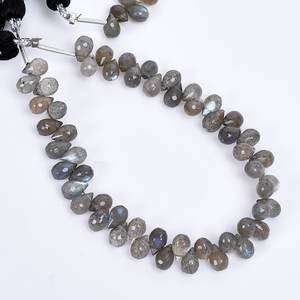 Natural Labradorite Faceted Teardrop Shape Gemstone <b>Beads</b> Strands 6x8mm <b>Loose</b> <b>Beads</b> for Jewelry Making at Wholesale Price - Product Image 2