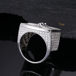 925 Sterling <b>Silver</b> Moissanite Diamond Jesus <b>Cross</b> Ring Iced Out Baguette Setting Hip Hop Statement Jewelry for <b>Men</b> - Product Image 2