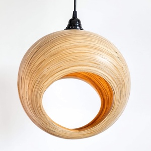 โคมไฟระย้าไม้ไผ่ปั่นขนาดเล็กโคมไฟเพดานธรรมชาติ - Product Image 3