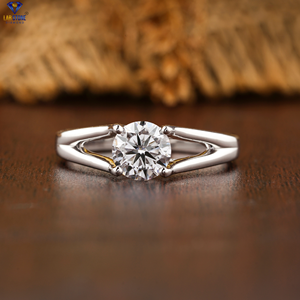 Anillo de diamante de corte brillante redondo TDW 0,92, oro blanco de 18K, ajuste de vástago dividido, piedra de laboratorio de diamante Cvd/Hpht - Product Image 1