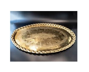 Assiette de service de forme ronde personnalisée en gros avec ensemble de 2 assiettes en laiton pur couleur or produit de la meilleure qualité - Product Image 4