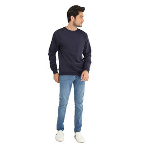 Sweat-shirt en molleton 100% coton écologique à col rond et manches longues pour homme avec logo brodé Motif uni d'hiver - Product Image 2