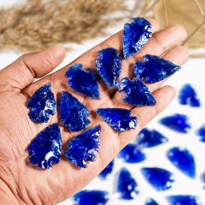 Cristales de vidrio azul oscuro de primera calidad al por mayor, puntas de flecha de cristal precioso para decoración y meditación - Product Image 5