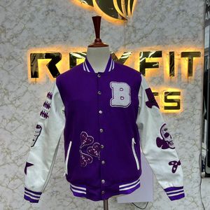 Chaqueta de hombre de lana y seda bordada con tasa de fábrica de moda de tendencia con cierre de botón cubierto chaquetas versity chaquetas de hombre - Product Image 6