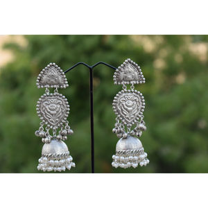 ต่างหูห่วงแบบวงกลมขนาดใหญ่ ดีไซน์ใหม่ แบบดั้งเดิม ทำด้วยมือ ลักษณะคล้ายเงิน ทำจากทองเหลือง สำหรับเด็กผู้หญิงและผู้หญิง - Product Image 1