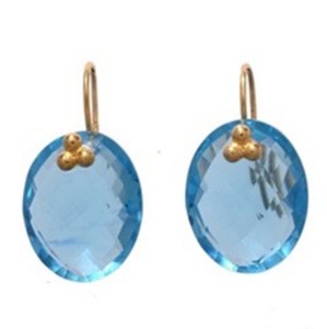 Pendientes de plata de ley 925 con forma ovalada, Gema de Topacio Azul, Hydro, novedad - Product Image 1