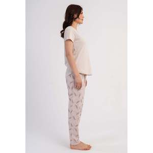 KADIN P.SUPREM O YAKA KISA KOL ETEGI OVAL PIJAMA TAKIM - สีเบจ - สีเบจ - Product Image 4