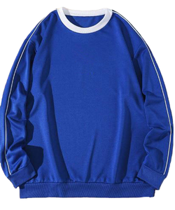 เสื้อสเวตเตอร์คอกลมสำหรับผู้ชายเสื้อสเวตเตอร์ถักแบบลำลองสีทึบกระดุมข้อมือเสื้อสเวตเชิ้ตสำหรับผู้ชาย - Product Image 1