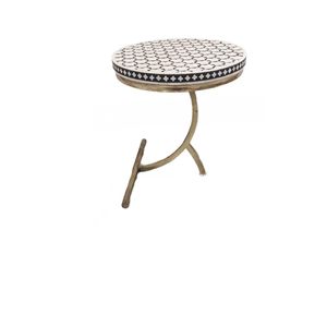 Taburete de mesa de centro con diseño de incrustaciones de hueso de estilo moderno 2025, Floral negro para sala de estar, dormitorio, salón, proveedor indio, precio al por mayor - Product Image 4