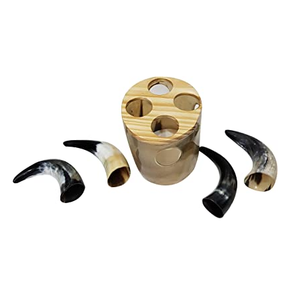 Ensemble de corne à boire en verre écologique personnalisable de Style Viking support de corne de boeuf de vache de qualité pour verre à liqueur à vin ou à bière - Product Image 6