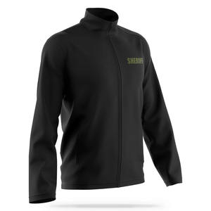 Venta al por mayor poliéster bordado logo cremallera completa Sheriff hombres Softshell chaqueta cortavientos correr sólido chaqueta al aire libre - Product Image 3