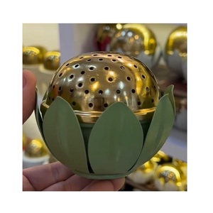 Bulk Metal Gold And Green Color <b>Bakhoor</b> <b>Oud</b> Burner Customized Size And Shape Incense Burner Mabkhars - Product Image 1