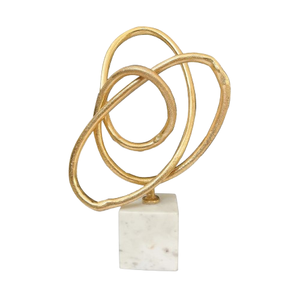 Ornement de table tendance au design élégant pour l'été et la décoration intérieure, sur base en marbre et plateau en métal de forme irrégulière - Product Image 1